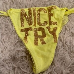 NWT Rare VTG Novelty 2011 Victoria’s Secret PINK T Back Thong ‘NICE TRY’ Small